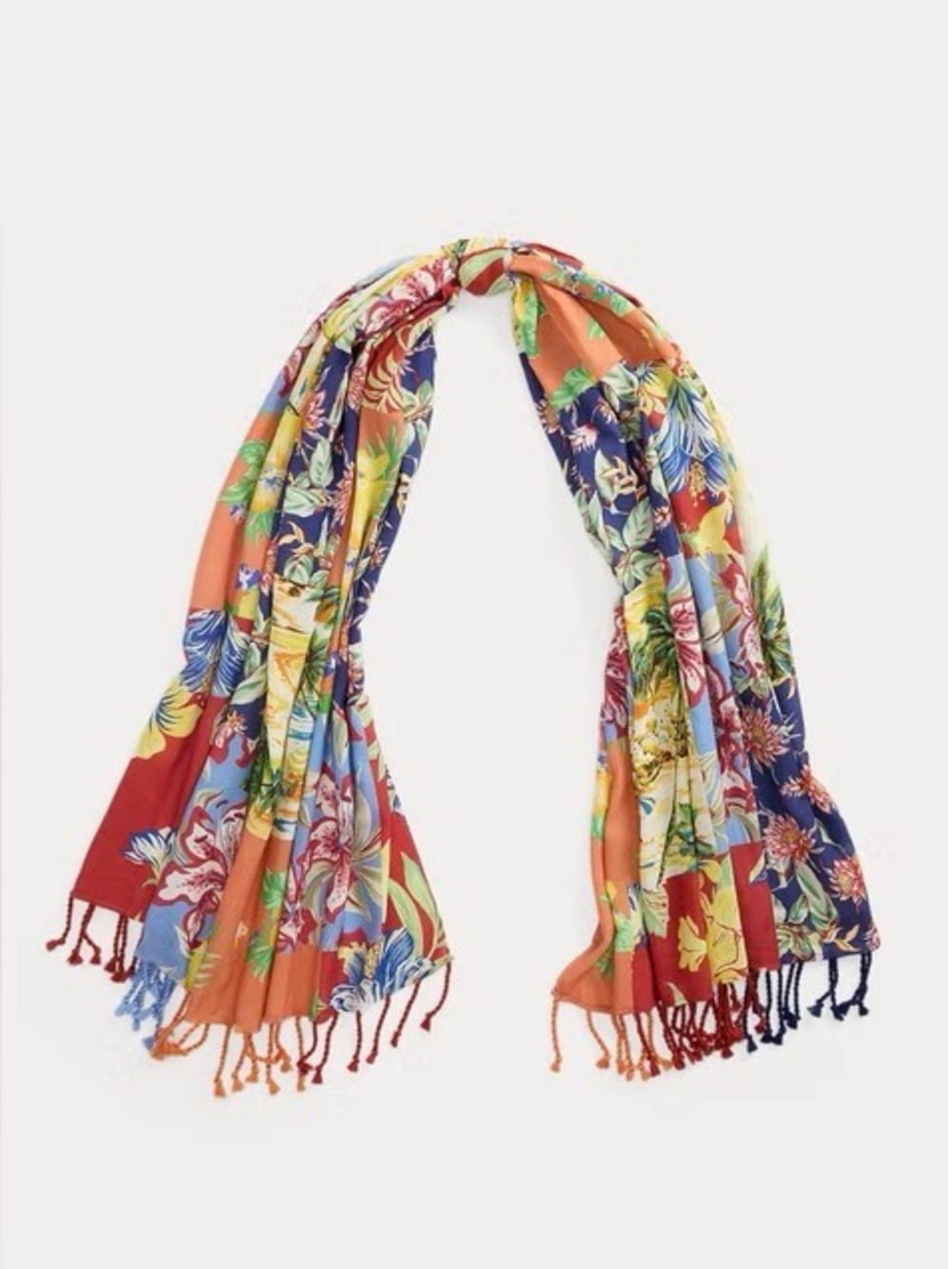 Polo Ralph Lauren Floral Patchwork Fringe Scarf